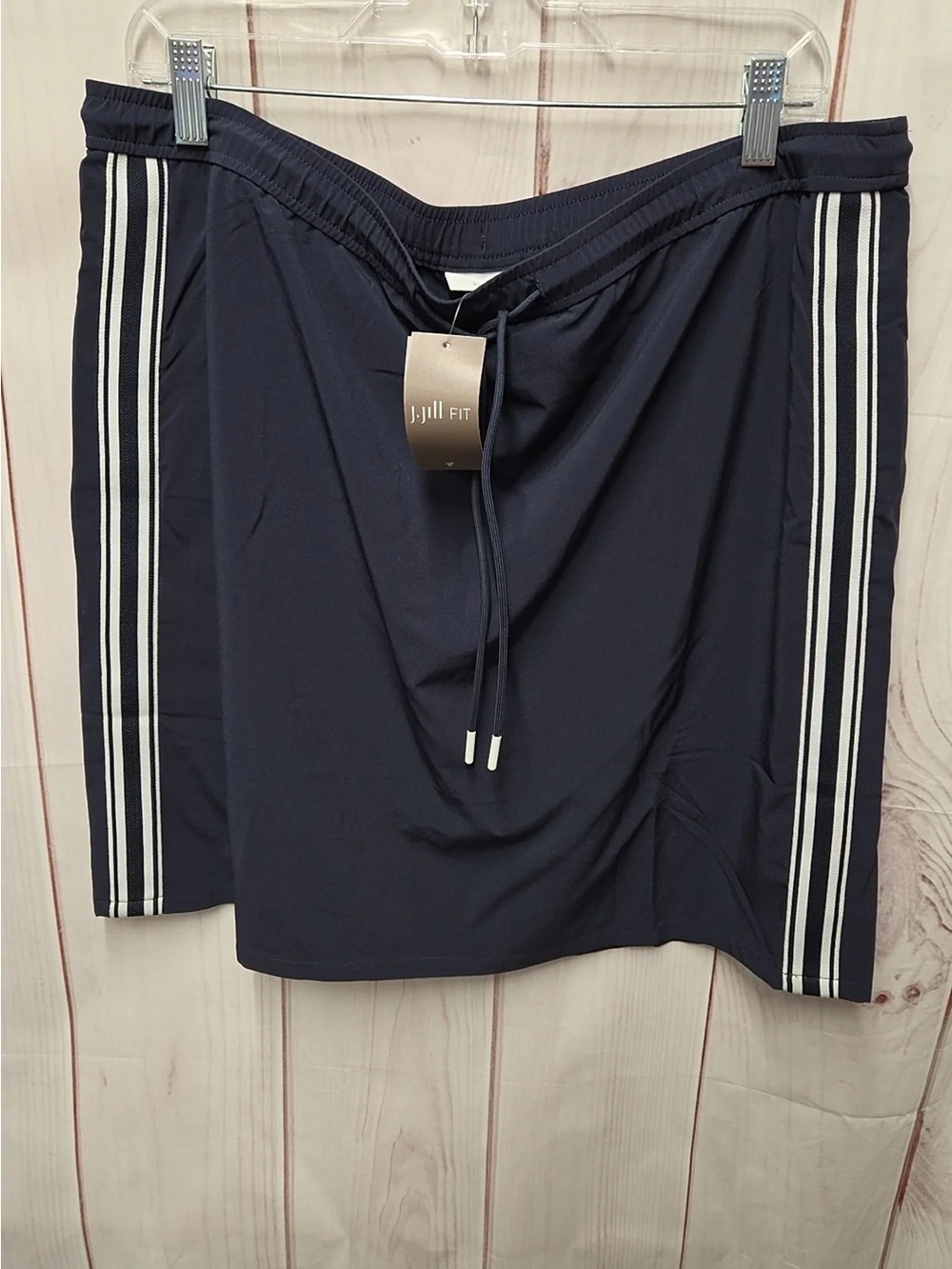 J.Jill FIT On-The-Go Side Stripe Skort Navy Blue Size Large NWT